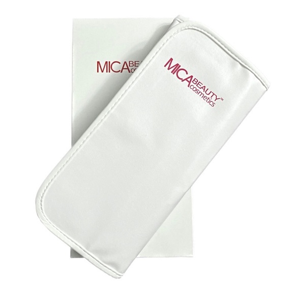 Mica Bella Beauty Deluxe Brush Set 10 piece snap roll case gift box red white - Picture 4 of 10